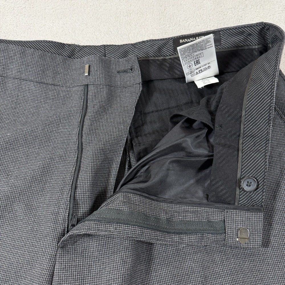 Banana Republic Non-Iron Tailored Fit Dress Pants Men's 36x34 Gray Flat Front - Picture 5 of 13